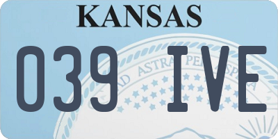 KS license plate 039IVE