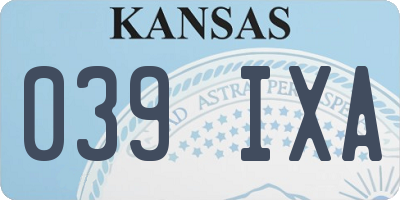 KS license plate 039IXA