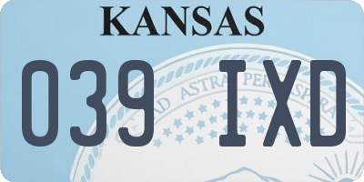 KS license plate 039IXD