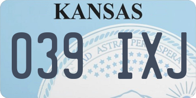 KS license plate 039IXJ