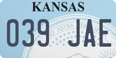 KS license plate 039JAE