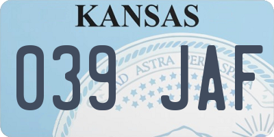 KS license plate 039JAF