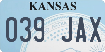 KS license plate 039JAX