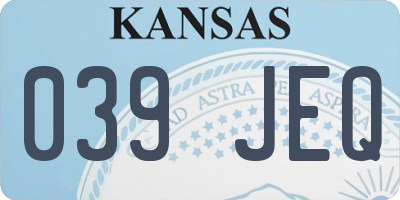 KS license plate 039JEQ