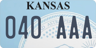 KS license plate 040AAA