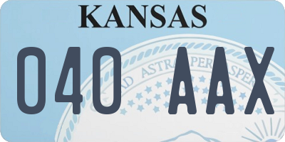 KS license plate 040AAX