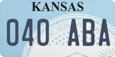 KS license plate 040ABA