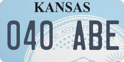 KS license plate 040ABE