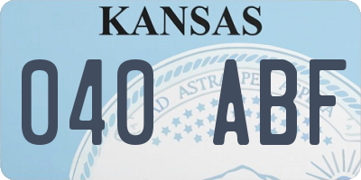 KS license plate 040ABF