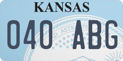 KS license plate 040ABG