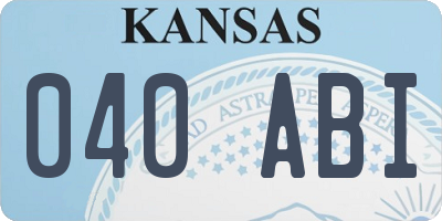 KS license plate 040ABI
