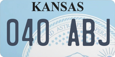KS license plate 040ABJ