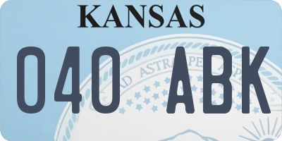 KS license plate 040ABK