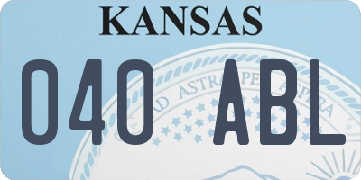 KS license plate 040ABL