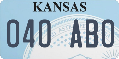 KS license plate 040ABO