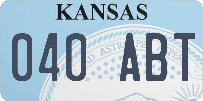 KS license plate 040ABT