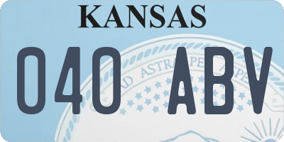 KS license plate 040ABV