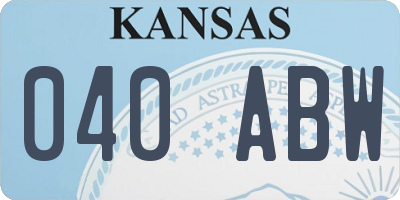 KS license plate 040ABW