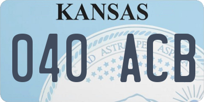KS license plate 040ACB