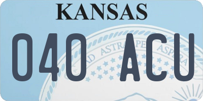 KS license plate 040ACU