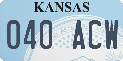 KS license plate 040ACW