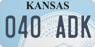 KS license plate 040ADK