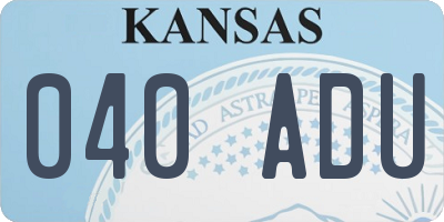 KS license plate 040ADU