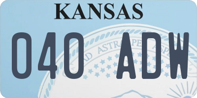 KS license plate 040ADW