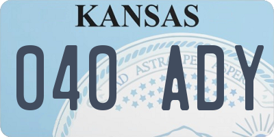 KS license plate 040ADY