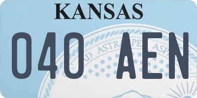 KS license plate 040AEN