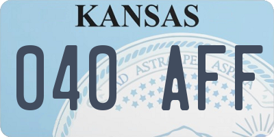 KS license plate 040AFF