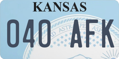 KS license plate 040AFK