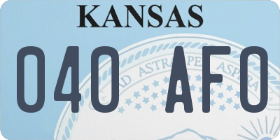 KS license plate 040AFO