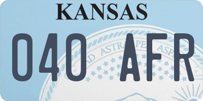 KS license plate 040AFR