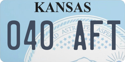 KS license plate 040AFT