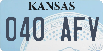 KS license plate 040AFV