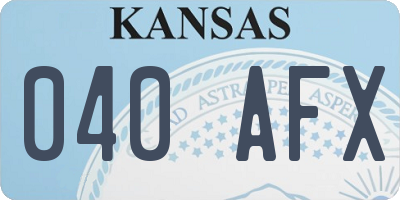 KS license plate 040AFX