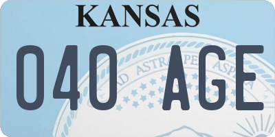 KS license plate 040AGE