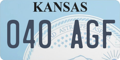 KS license plate 040AGF