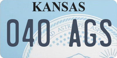 KS license plate 040AGS