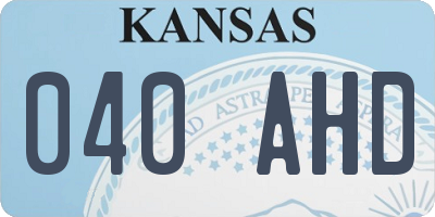 KS license plate 040AHD