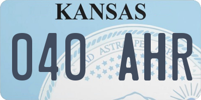 KS license plate 040AHR