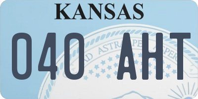 KS license plate 040AHT