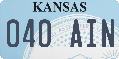 KS license plate 040AIN