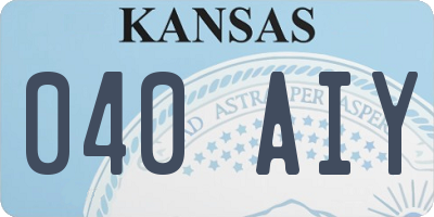 KS license plate 040AIY