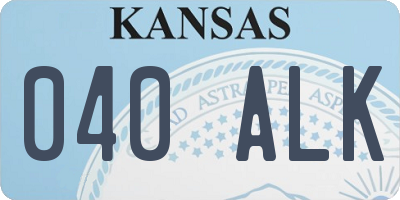KS license plate 040ALK