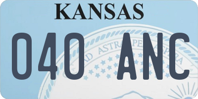 KS license plate 040ANC