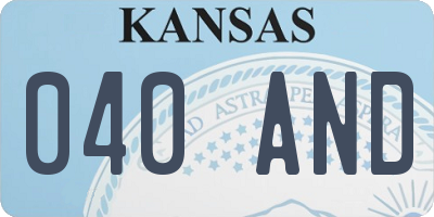 KS license plate 040AND