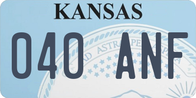 KS license plate 040ANF