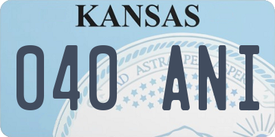 KS license plate 040ANI